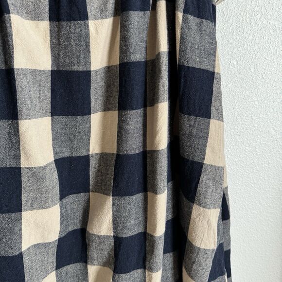 Grade & Gather Dress Womens Small Navy Buffalo Check Linen Beachy Boho Coastal - Picture 11 of 15
